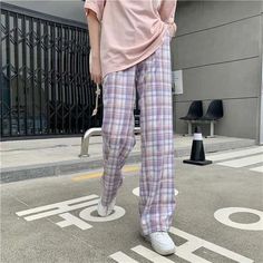 Loose Wide Leg Plaid Casual Pants – Nada Outfit Land Relaxed Fit Cotton Plaid Pants, Casual Plaid Bottoms With Pockets, Casual Baggy Plaid Bottoms, Plaid Straight Leg Cotton Pants, Plaid Relaxed Fit Summer Pants, Plaid Cotton Straight Leg Pants, Casual Plaid Pants For Spring, Summer Plaid Relaxed Fit Pants, Summer Relaxed Fit Plaid Pants