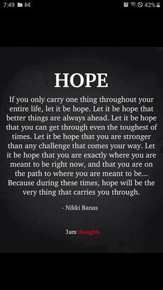 an image with the words hope written in black and white, on a dark background