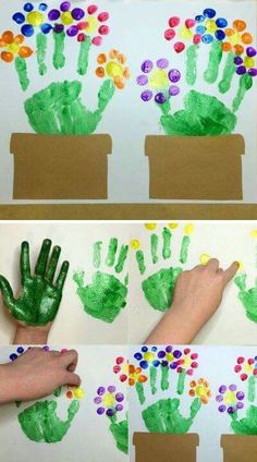 handprints made to look like flowers and hands