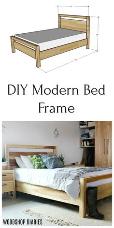 the bed frame is made from wood and has two different angles to fit into it