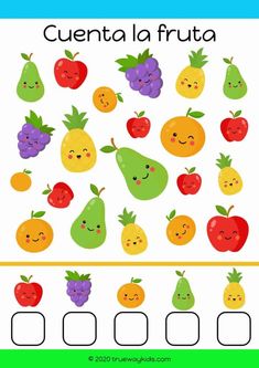 a printable worksheet showing how many fruits can you see?