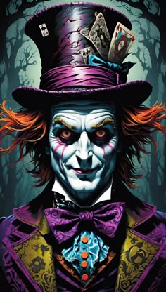 a painting of the joker in a top hat