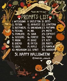 a halloween poster with pumpkins and skeletons on it