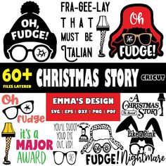 the christmas story poster has been designed to look like it is being written in different languages