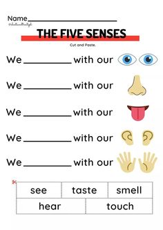 the five sensess worksheet for kids with pictures and words to help them learn