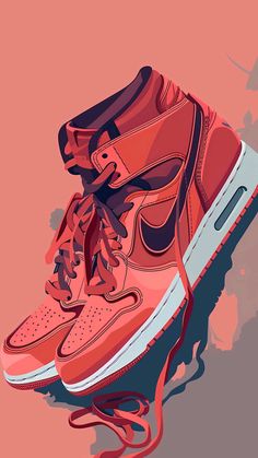 Jordan 1 Wallpaper, Jordan Shoes Wallpaper, Jordan Wallpaper, Air Jordan Red, Sneakers Illustration, Jordan Logo Wallpaper, Air Jordan Retro 1, Sneakers Wallpaper, Nike Art