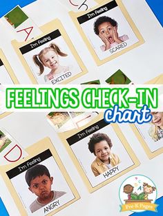 feelings check - in chart with pictures of children