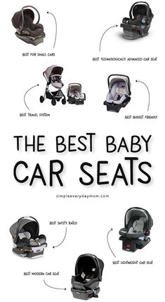 the baby car seats are labeled in black and white