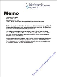 a letter from the company memo