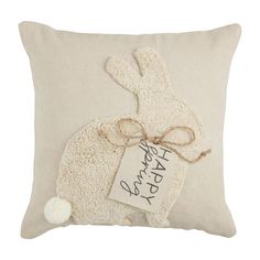 Square Bunny Tufted Pillow - The Floratory Floral Candle Rings, Easter Place Settings, Bunny Pillow, Bunny Design, Ways To Show Love, Spring Bunny, Garden Pillows, Canvas Pillow