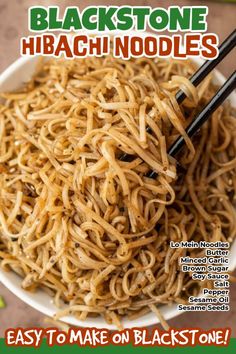 an advertisement for black stone hibashi noodles with chopsticks in a bowl