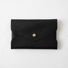 Black Kodiak Envelope Clutch- leather clutch bag - handmade leather bags - KMM & Co. Clutches For Women, Simple Leather, Leather Clutch Bag, Envelope Clutch, Simplest Form, Leather Clutch Bags, Card Envelopes, Made In America, Leather Clutch