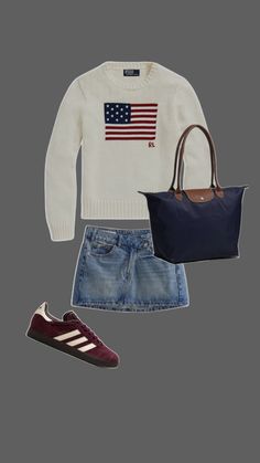 Idea For School, Outfit Idea, Fashion Inspo, Ralph Lauren, Adidas, Skirt, Outfit Inspo, Clothes