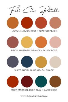 the fall color palette with different shades