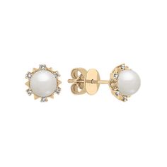 These cultured freshwater pearl earrings feature a halo of natural diamonds and warm 14-karat yellow gold  adding a sparkling touch to a timeless look. Each pair of pearls is hand-matched for consistent color and luster. They have a friction back to keep them secure while still being comfortable. Pearl Shop, June Birthstone Jewelry, Pearl And Diamond Earrings, Pearl Jewelry Necklace, Platinum Jewelry, Freshwater Pearls Earrings, Pearl Diamond, Sapphire Jewelry, Song Quotes