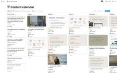 a screen shot of the content calendar in wordpress, with images and captions