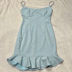 Saints + Secrets. Baby Blue. Size Small. Ruffles On Bottom. Spaghetti Straps. Tight Fitting. Great Condition. New With Tags. Zips I’m Back. Adjustable Straps. Liner Under Dress. Mini Homecoming Dress, Mini Homecoming Dresses, Secret Dress, Prom Dress Inspiration, Under Dress, Dress Inspiration, Homecoming Dress, Homecoming Dresses, Cosplay Costumes