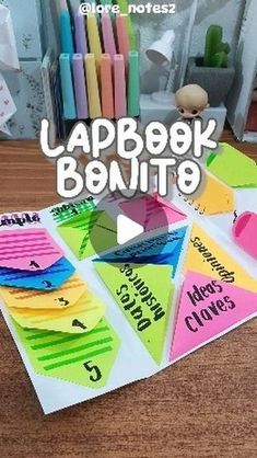 the lapbook banitto is made with colored papers