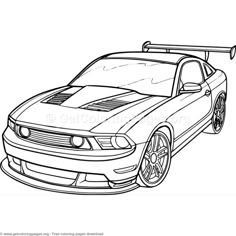 a drawing of a car with the hood up