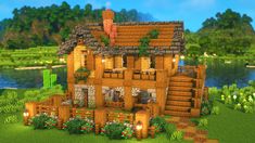 Minecraft: Large Survival House [Tutorial] Minecraft House Easy, Fantasy Minecraft House, Fantasy Minecraft, Survival House, Minecraft Survival, Minecraft Stuff