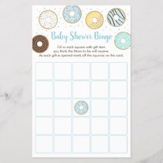 a baby shower game with donuts on it