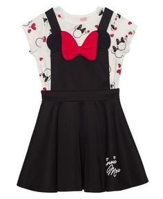 Disney Little Girls Minnie Hearts Short Sleeve T-shirt and Dress, 2 Pc. Set - Macy's Minnie Mouse Outfits, Disney Toddler, Disney Outfit, Bare Beauty, Disney Girls, Luxe Gifts, Disney Outfits, Toddler Girls, Classy Outfits