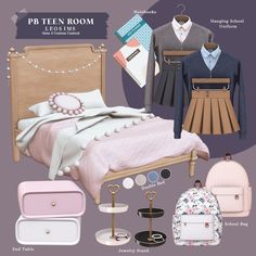 an image of a bedroom with clothes and accessories