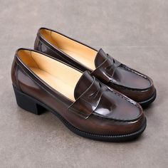 This shoes is Narrow Fit. Soft Rubber Bottom Let You Not Tired After Walking For A Long Time. Details Determine Success Or Failure. Color: Black/BrownMaterial: Enamel leatherLining: Genuine LeatherInsole: Genuine Leather（Unmovable）Sole: RubberHeels: 4.5cm/1.77" Weight: 0.30kg Each Shoes(measured size 7)Great Shoes To Spice Up Any Outfit, From Casual Jeans To Fancy Dress. The More You Wear Them, The More Comfortable They Will Become!Item No. Dwarves1115 Brown Flat Heels For Business, Brown Flat Heel Heels For Business, Fall Loafers With Brogue Detailing And Round Toe, Slip-on Dress Shoes With Round Toe For Fall, Slip-on Round Toe Dress Shoes For Fall, Fall Slip-on Dress Shoes With Round Toe, Brown Pointed Toe Platform Loafers For Work, Brown Casual Closed Toe Platform Loafers, Casual Brown Closed Toe Platform Loafers