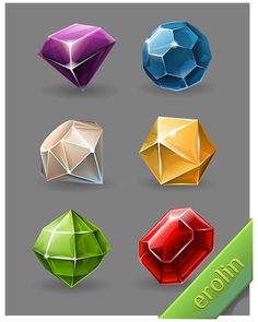 six different colored origami shapes on a gray background