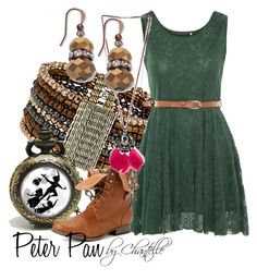 a green dress and brown boots with accessories