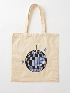 "Retro disco ball blue" Tote Bag for Sale by wonderxwander | Redbubble Retro Disco Ball, Mirror Disco Ball, Retro Mirror, Retro Disco, Sparkle Design, Bags Game, Painted Tote, Blue Tote Bag, Blue Sparkle