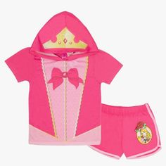 Disney Characters Girls 2-Piece Kids Clothing Set - Hoodie T-Shirt & Shorts Disney Characters Girl, Princess Shorts, Cute Disney Princess, Mermaid Sleeping, Princess Outfit, Disney Princess Outfits, Cozy Sweatpants, Magical Adventure, Comfortable Leggings