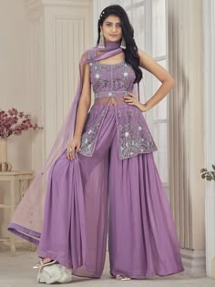 Kamya Palazzo Suit - Roop Darshan Circular Plazo Suit Design, Palazzo And Top Casual, Net Fabric Dress, Plazzo Suit Design, Kali Plazo Designs, Plazoo Tops Palazzo Pants, Net Kurti Designs, Embroidered Palazzo Set For Party Wear, Umbrella Plazzo