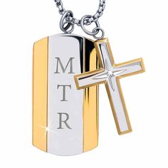 Your son’s faith provides him with an unshakable personal confidence and strength. Now, give your son the perfect gift to inspire his faith in a bold and stylish new way with the For My Son Cross and Dog Tag Set. #danburymint #giftsforson #giftsforhim #easter #faith #mensjewelry Dog Tag, My Son, Custom Engraving, Dog Tags, Gifts For Him, Mens Jewelry, Initials