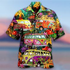 Season:Summer,Spring; Fabric:Polyester; Sleeve Length:Short Sleeve; Look After Me:Washable,Hand wash,Machine wash; Gender:Men's; Style:Breathable,Soft,Hawaiian,Fashion,Tropical; Tops Type:Summer Hawaiian Shirt,Shirt; Occasion:Hawaiian,Beach,Going out,Casual,Holiday; Age Group:Adults'; Fit Type:Regular Fit; Pattern:Graphic Prints,Bus,Hippie; Design:Button-Down,Print; Neckline:Turndown; Front page:FF; Listing Date:12/23/2022; Bust:; Length:; Shoulder Width:; Fit US Size:; Fit UK Size:; Fit EU Size Casual Confortable, Hippie Bus, Tropical Fashion, Hippie Van, Happy Hippie, Hawaiian Shorts, Beach Casual, Mens Hawaiian Shirts, Aloha Shirt