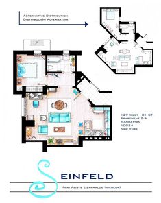 the floor plan for an apartment with two separate rooms and one living room in it