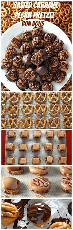 several different types of cookies and pretzels on display