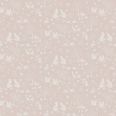 a pink wallpaper with white rabbits and flowers in the background, as well as an animal pattern