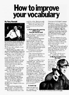 an article in the newspaper about how to improve your vocabilary with pictures and text