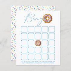 a baby shower game with donuts and sprinkles