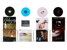 the album covers are all different colors and sizes, but there is no image on them