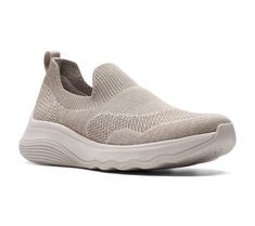 Soft and cushiony, these slip-on sneaks offer supreme comfort on your walks around town. From Clarks Footwear. Knit Sneakers, Sneakers Fashion, Circuit, Fashion Shoes, Walking, Slip On, Heels, Sneakers