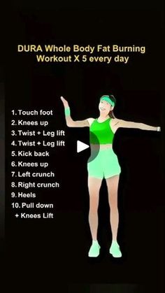 a woman in a green top and shorts doing exercises