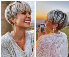 2023 Pixie Hair Trends, Blonde Pixie Hair, Growing Out Short Hair Styles, Haircut For Thick Hair, Short Hair Updo