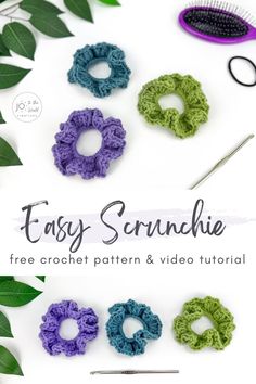 crochet scrunchie pattern and video course for beginners to make