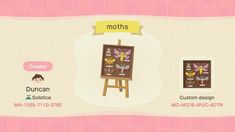 an animal crossing game screen showing the different designs