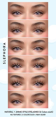 the different types of eyeliners are shown in this graphic style, including blue eyes and