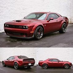 two different views of a red sports car