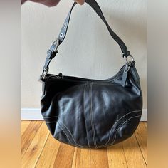 Black Soho Large Hobo Bag From Coach Factory. Never Worn/Used. New With Tag. In Great Condition Black Hobo Bag With Silver-tone Hardware And Double Handle, Black Coach Bags With Leather Handles, Coach Hobo Bag With Silver-tone Hardware For Daily Use, Black Hobo Bag With Silver-tone Hardware For Everyday, Black Hobo Bag With Silver-tone Hardware, Tote Shape, Black Hobo Tote Bag With Silver-tone Hardware, Coach Shoulder Bag With Silver-tone Hardware For Daily Use, Black Hobo Bag With Silver-tone Hardware For Shopping, Black Hobo Bag With Silver-tone Hardware