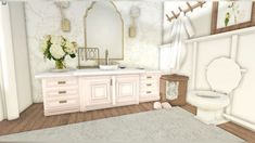 this is a room idea and tell what else u looking for and I will try my best to find it♥ and free to follow me♥⚛ Coquette Bloxburg House Bathroom, Bloxburg Custom Bathroom, Bloxburg Bathtub Ideas, Cute Coastal House Bloxburg, Pink Bathroom Bloxburg, Bathroom Roblox Decals, Elegant Decals Bloxburg, Bloxburg Frenchrxses, Coquette Bathroom Bloxburg